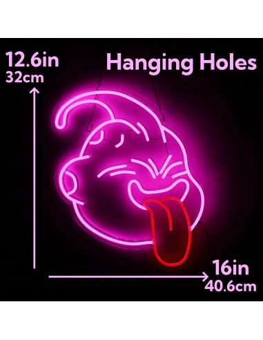 Luz de Neón LED Majin Buu Rosa para Decoración de Pared