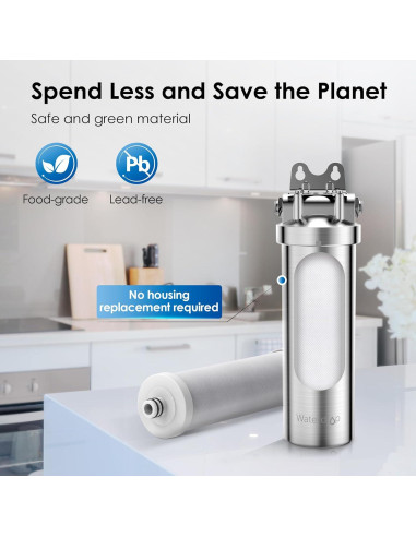 Filtro de Agua Bajo Fregadero Waterdrop WD-8008A Acero Inoxidable