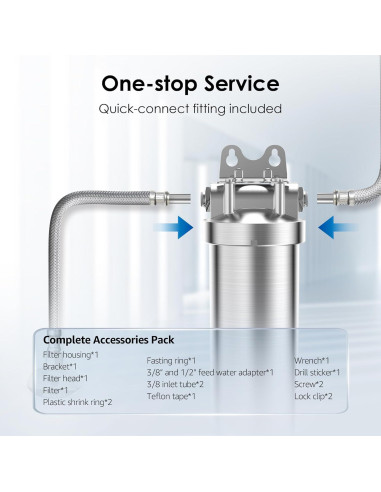 Filtro de Agua Bajo Fregadero Waterdrop WD-8008A Acero Inoxidable