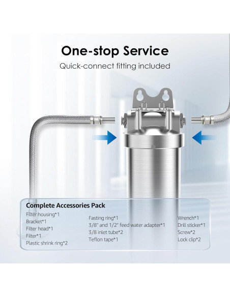 Filtro de Agua Bajo Fregadero Waterdrop WD-8008A Acero Inoxidable