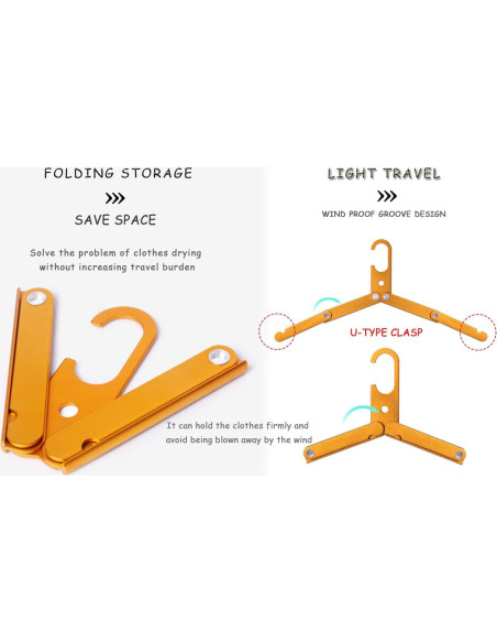 Ganchos Plegables HIKEMAN Metal para Ropa Mojada - 3 Unidades