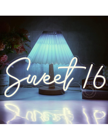 Luz de Neón LED SYLHOME Sweet 16 43x18.5 cm USB Blanco Frío