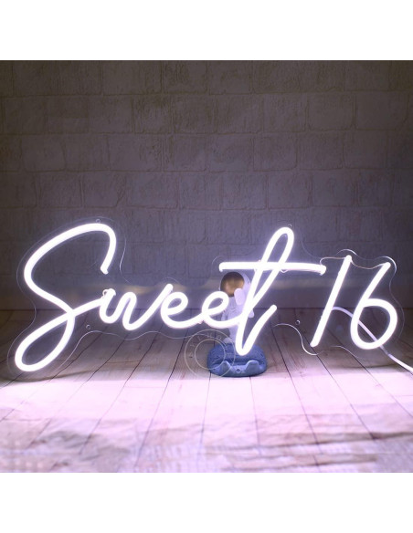 Luz de Neón LED SYLHOME Sweet 16 43x18.5 cm USB Blanco Frío Luz de Neón LED SYLHOME Sweet 16 43x18.5 cm USB Blanco Frío