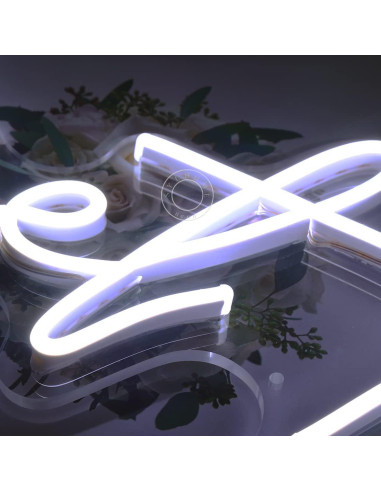 Luz de Neón LED SYLHOME Sweet 16 43x18.5 cm USB Blanco Frío