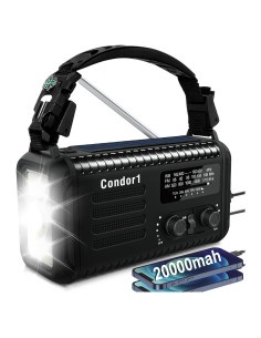 Radio de Emergencia Geartist Condor 1 20000mAh Solar y NOAA