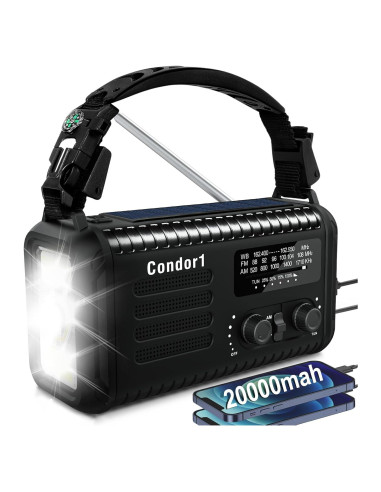 Radio de Emergencia Geartist Condor 1 20000mAh Solar y NOAA