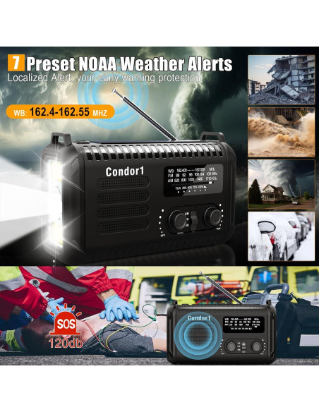 Radio de Emergencia Geartist Condor 1 20000mAh Solar y NOAA