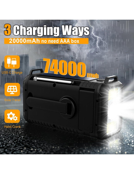 Radio de Emergencia Geartist Condor 1 20000mAh Solar y NOAA