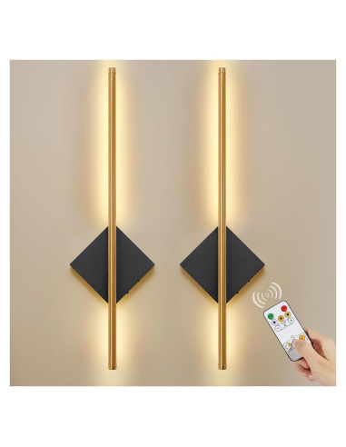 Aplique de Pared Inalámbrico KOPNKMEN 60 cm Dorado y Negro