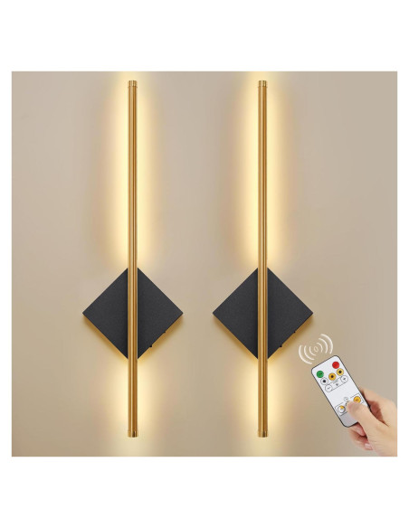 Aplique de Pared Inalámbrico KOPNKMEN 60 cm Dorado y Negro