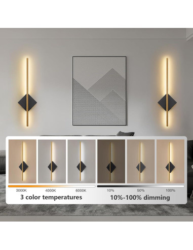 Aplique de Pared Inalámbrico KOPNKMEN 60 cm Dorado y Negro