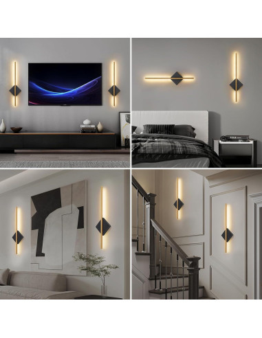 Aplique de Pared Inalámbrico KOPNKMEN 60 cm Dorado y Negro