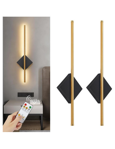 Aplique de Pared Inalámbrico KOPNKMEN 60 cm Dorado y Negro