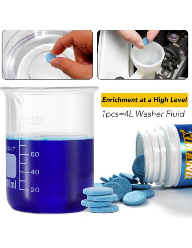 100 Tabletas de Lavado de Parabrisas YHFGTTIO, 4L por Tableta