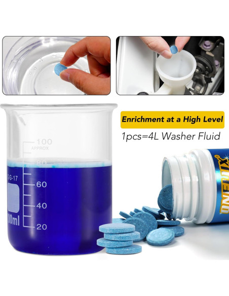 100 Tabletas de Lavado de Parabrisas YHFGTTIO, 4L por Tableta