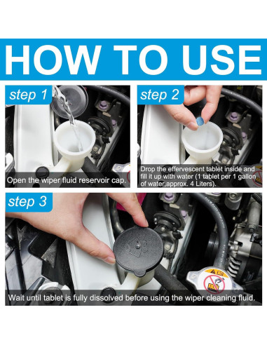 100 Tabletas de Lavado de Parabrisas YHFGTTIO, 4L por Tableta