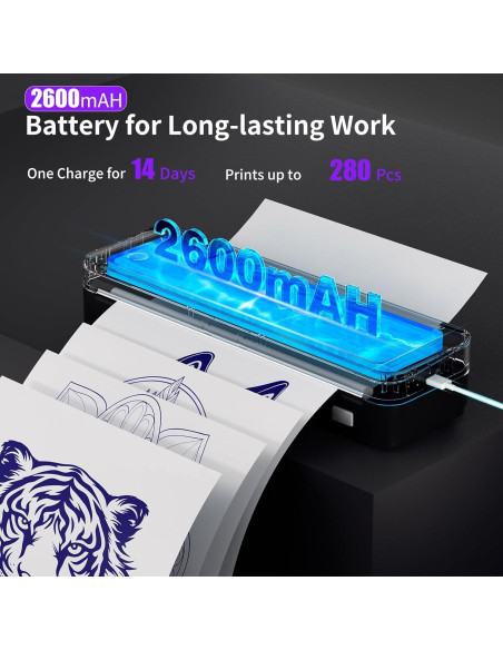 Impresora de Plantillas de Tatuaje JADENS Bluetooth 2600mAh