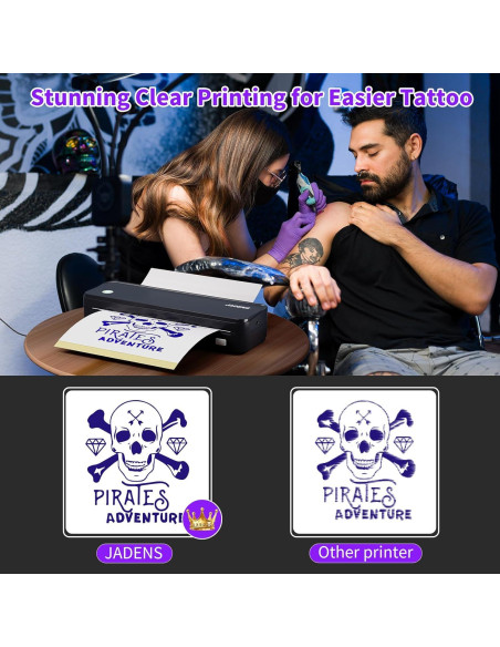 Impresora de Plantillas de Tatuaje JADENS Bluetooth 2600mAh