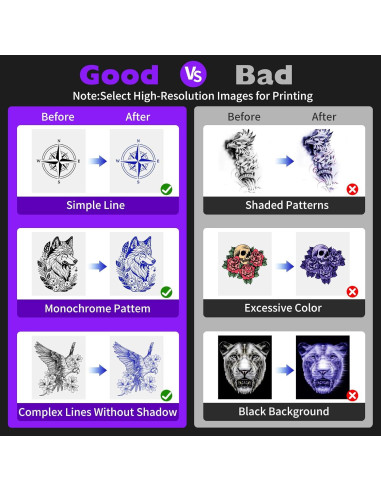 Impresora de Plantillas de Tatuaje JADENS Bluetooth 2600mAh