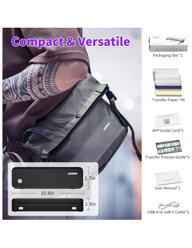 Impresora de Plantillas de Tatuaje JADENS Bluetooth 2600mAh