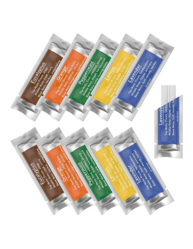 10 Recargas Ambientadores RoyAroma Clips Ventilación Aromas Lavanda, Limón, Menta, Naranja, Eucalipto