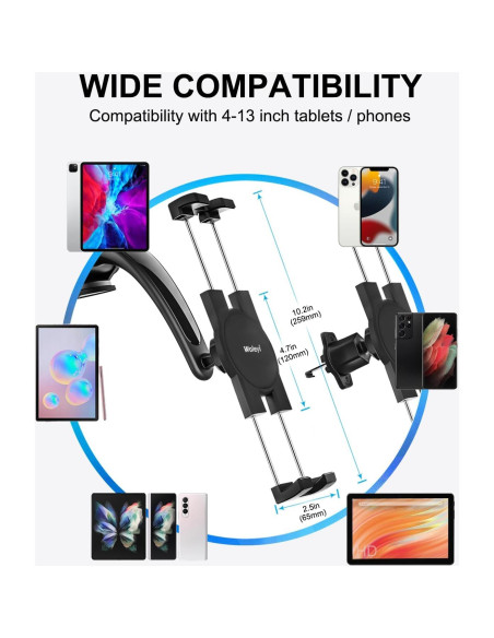 Soporte para Tablet de Coche Woleyi 3 en 1 Universal Ajustable