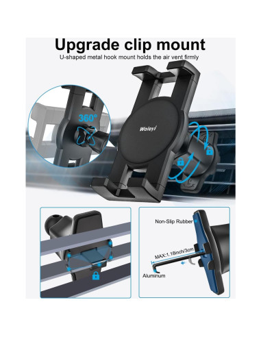Soporte para Tablet de Coche Woleyi 3 en 1 Universal Ajustable