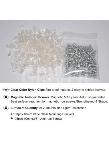 100 Soportes Transparentes para Luces de Tira LED GRIVER