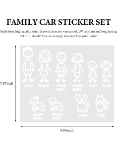 Calcomanías de Auto Familiar SHMZK 25x20cm Impermeable 2