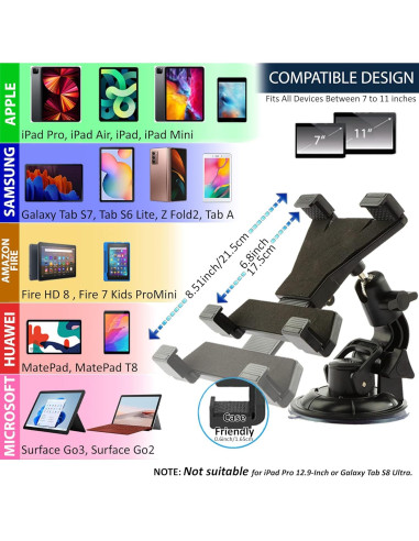 Soporte para Tablet de Coche Randconcept 2-en-1 con Ventosa