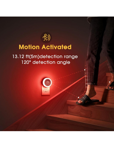 Luz Nocturna LED Briignite Roja con Sensor de Movimiento 2 Pzas