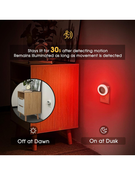 Luz Nocturna LED Briignite Roja con Sensor de Movimiento 2 Pzas