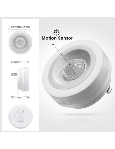 Luz Nocturna LED Briignite Roja con Sensor de Movimiento 2 Pzas