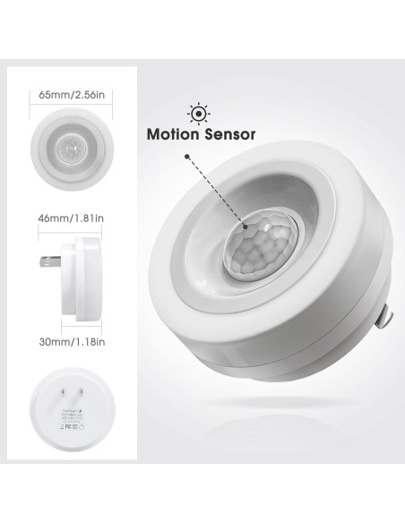 Luz Nocturna LED Briignite Roja con Sensor de Movimiento 2 Pzas