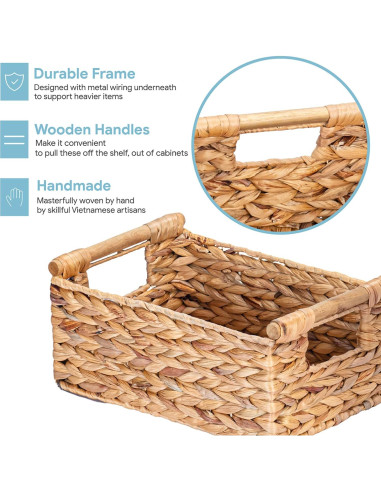 Canasta Pequeña de Mimbre VATIMA 29.5x20.6x12.4 cm - Almacenamiento Natural
