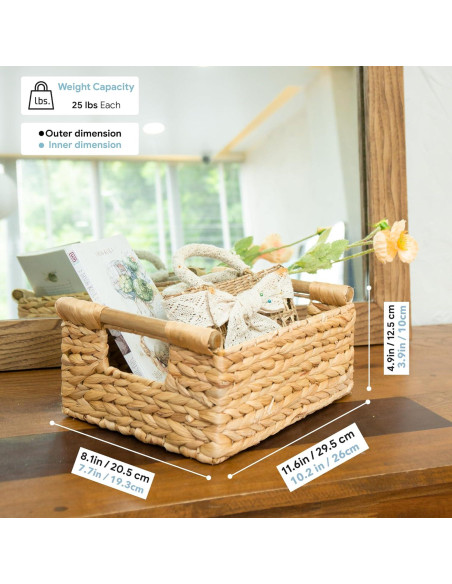 Canasta Pequeña de Mimbre VATIMA 29.5x20.6x12.4 cm - Almacenamiento Natural