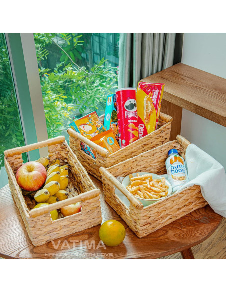 Canasta Pequeña de Mimbre VATIMA 29.5x20.6x12.4 cm - Almacenamiento Natural