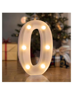 Números LED Iluminados QEOCP 0 Luz Cálida para Decoración