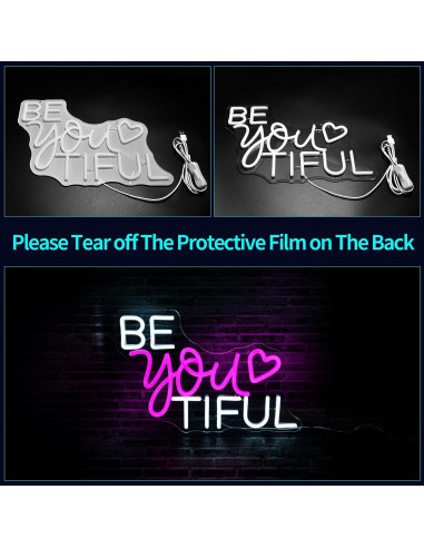 Letrero de Neón LED Rosa JGHTURIE para Decoración de Pared