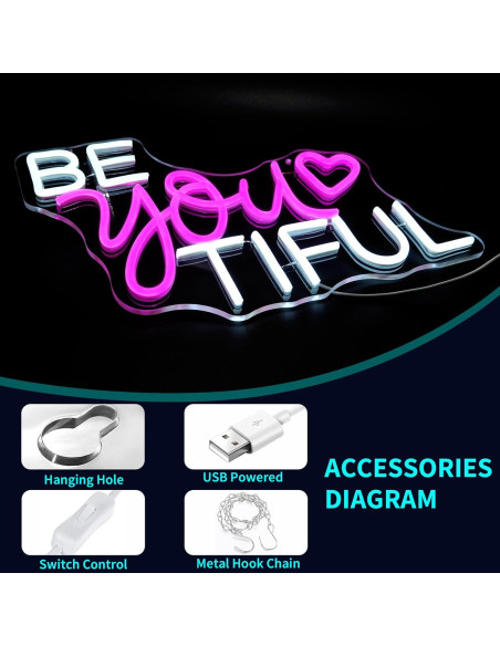 Letrero de Neón LED Rosa JGHTURIE para Decoración de Pared