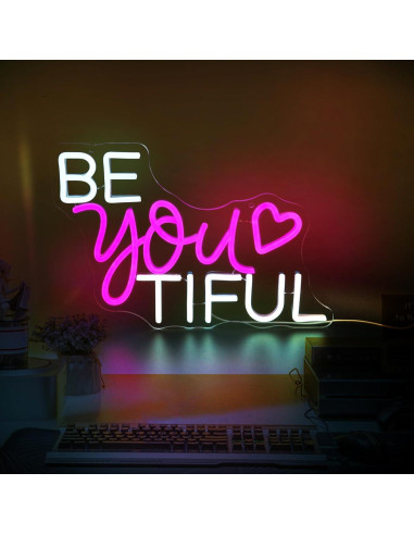 Letrero de Neón LED Rosa JGHTURIE para Decoración de Pared