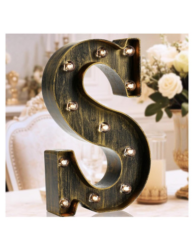 Letra Iluminada OYCBUZO Estilo Vintage Industrial 22.6 cm