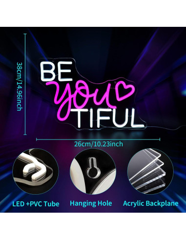 Letrero de Neón LED Rosa JGHTURIE para Decoración de Pared