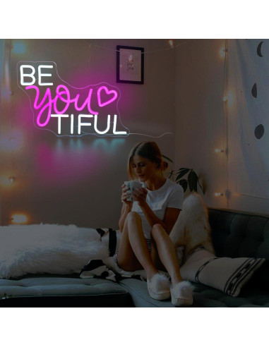 Letrero de Neón LED Rosa JGHTURIE para Decoración de Pared