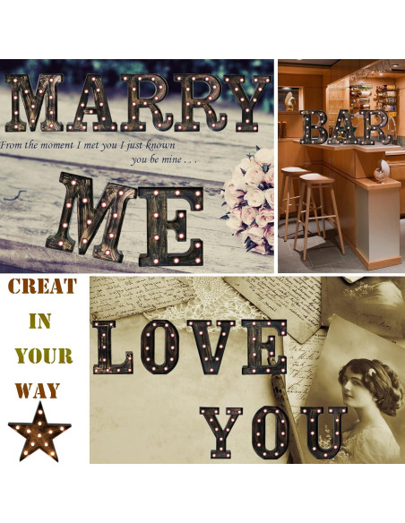 Letra Iluminada OYCBUZO Estilo Vintage Industrial 22.6 cm