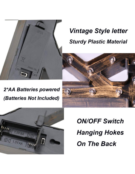Letra Iluminada OYCBUZO Estilo Vintage Industrial 22.6 cm