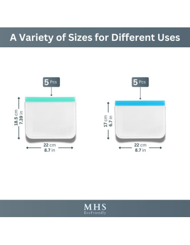 Bolsas de Congelador Reutilizables MHSEcoFriendly 12 Pzas M y XL