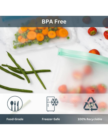 Bolsas de Congelador Reutilizables MHSEcoFriendly 12 Pzas M y XL