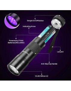 Linterna UV Consciot 12 LED 395nm Detector de Orina Mascotas 2