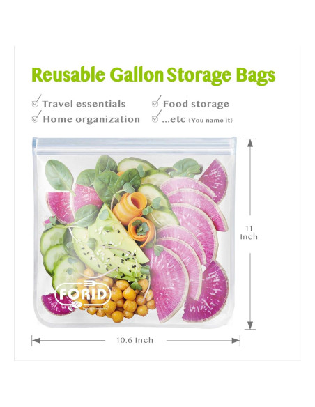 Bolsas de Congelador Reutilizables FORID 6 Unidades 1 Galón